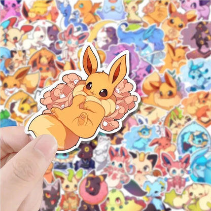 10/30/50PCS Cute Pokémon Anime Stickers - Kawaii Pikachu and Eevee Cartoon Decals for Phones, Water Bottles, Notebooks, and DIY Crafts