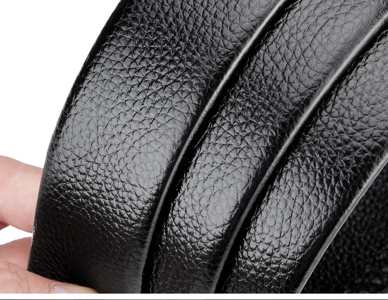 OYIFAN Men’s Genuine Leather Belt – Designer Alloy Buckle Automatic Ratchet Belt