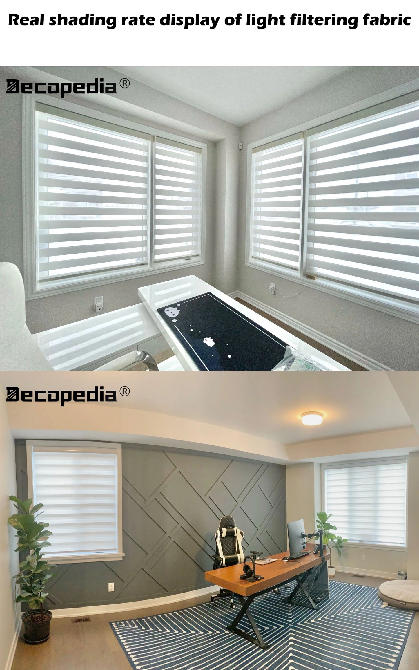 Decopedia Custom Made Zebra Blinds – Motorized Roller Blackout Day & Night Window Blinds for Sliding Doors