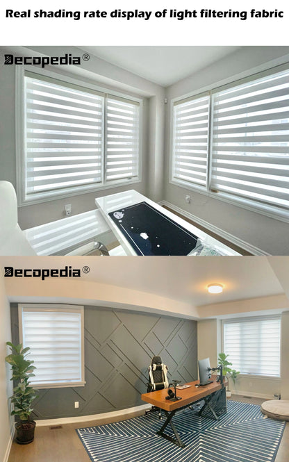 Decopedia Custom Made Zebra Blinds – Motorized Roller Blackout Day & Night Window Blinds for Sliding Doors