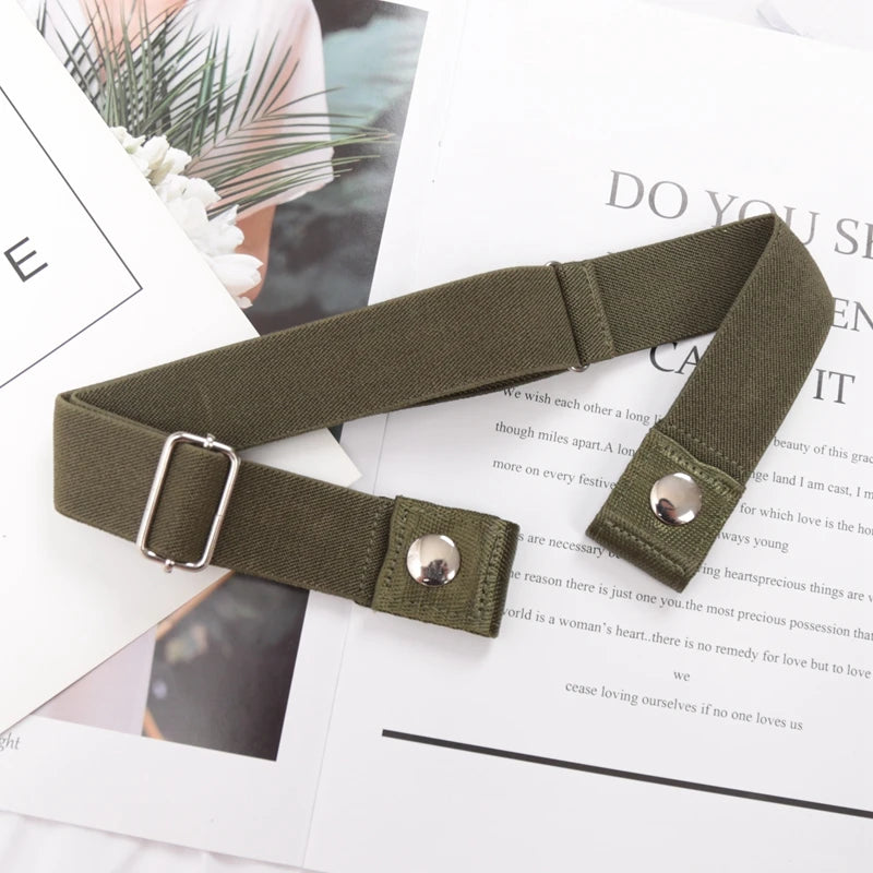 Elastic Buckle-Free Canvas Belt for Women – Stretch Waist Belt for Jeans & Pants, Invisible Lazy Belt