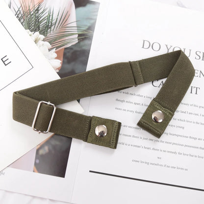 Elastic Buckle-Free Canvas Belt for Women – Stretch Waist Belt for Jeans & Pants, Invisible Lazy Belt