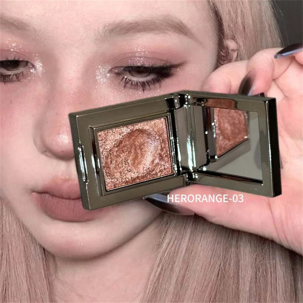 Metallic Glitter Eyeshadow Palette – Sparkling Cream Mousse Shimmer Highlighter in Punk Purple Pearlescent Pigments