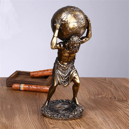 Greek Atlas Statue — Mythology Resin Sculpture of Titan God for Desktop & Vintage Home Decor