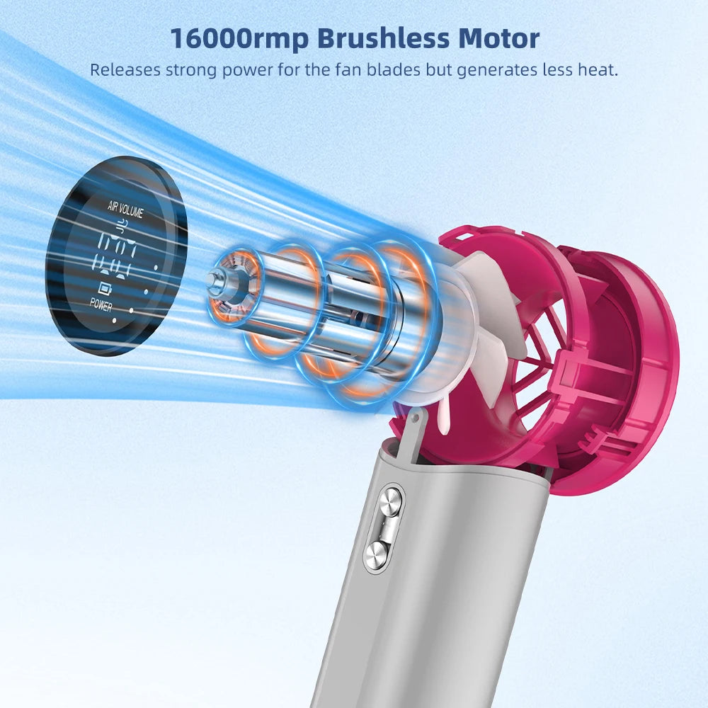 Mini Rechargeable Handheld Fan — Strong Wind with 100-Speed Digital Display