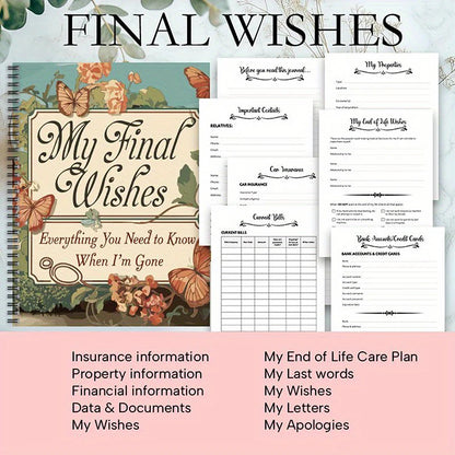 End-of-Life Planning Notebook – Final Arrangements Organizer for Beneficiary Info, Funeral Plans & Last Wishes Guide