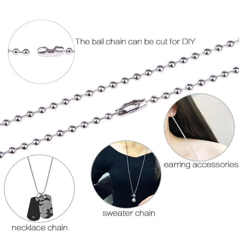 100PCS Stainless Steel Ball Chain Connectors - Blind Pull Cord Clasp Clips for 1.5mm to 3.2mm Beaded Chains