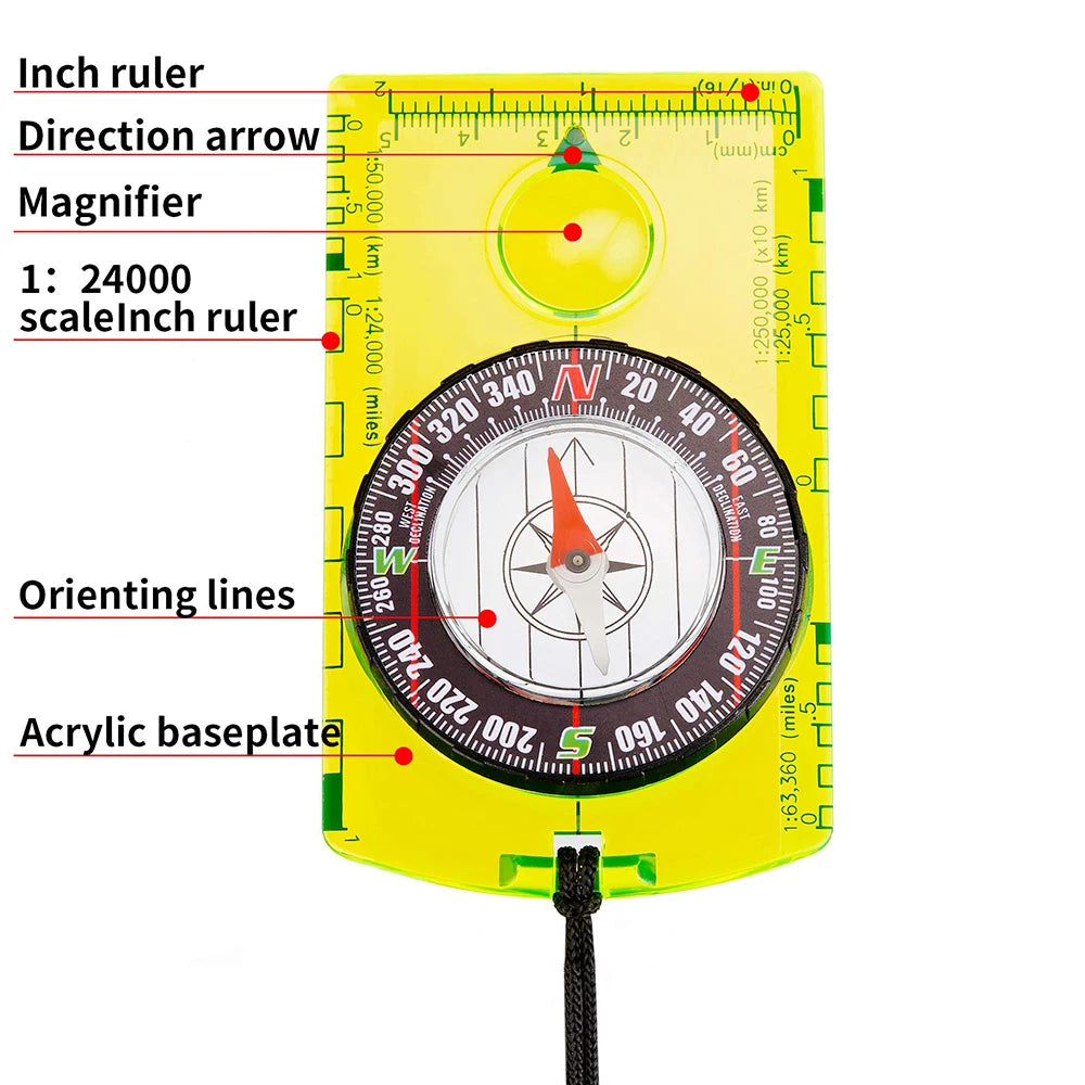 Waterproof Hiking Compass - Outdoor Navigation & Orienteering Tool for Camping, Backpacking and Map Reading