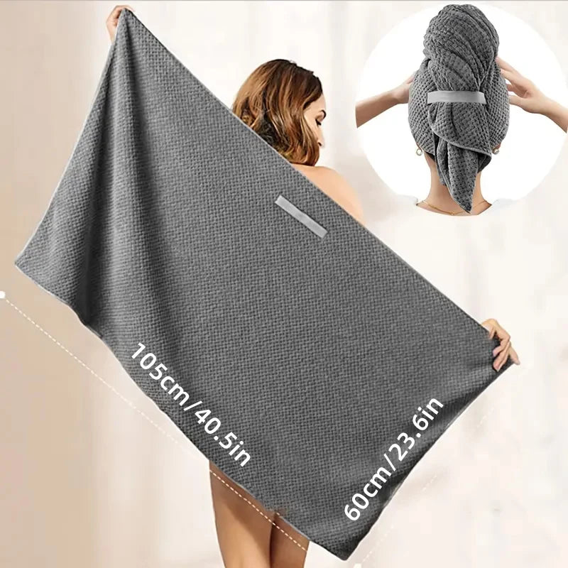 Extra Large Microfiber Hair Towel Wrap – Quick Dry, Ultra-Absorbent Soft Turban with Elastic Band
