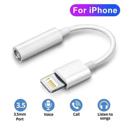Lightning to 3.5mm Headphone Adapter for iPhone 11-15, Pro Max, SE 2020, XS, XR, X, 8, 7 – AUX Audio Cable for iOS Devices