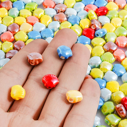 10/20/30PCS Colorful Ceramic Animal Beads – 2mm Hole Clownfish, Turtle, Star & Conch Shell for DIY Jewelry, Bracelets & Crafts