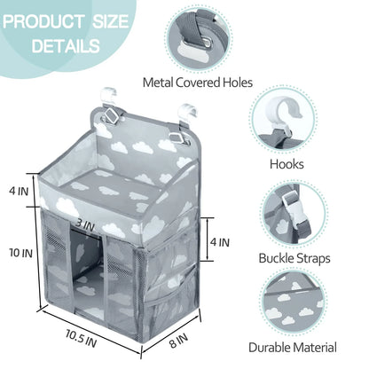 Baby Crib Hanging Storage Bag – Diaper & Nappy Organizer for Cot, Infant Essentials Holder