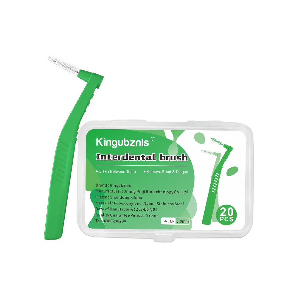 Kingubznis Interdental Brush Set - Stainless Steel Orthodontic Dental Floss Brushes with Angled Short Handle