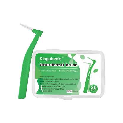 Kingubznis Interdental Brush Set - Stainless Steel Orthodontic Dental Floss Brushes with Angled Short Handle
