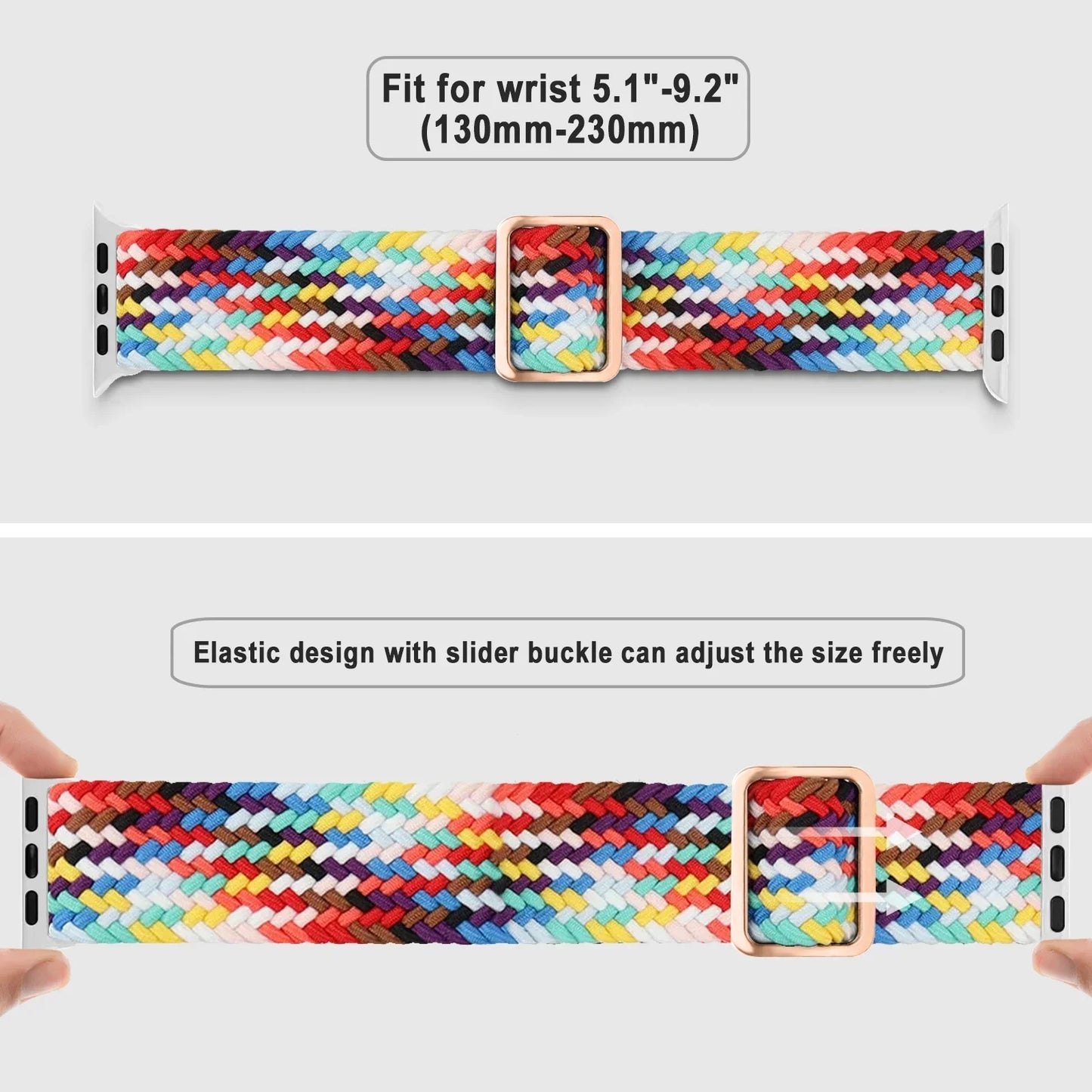 Braided Solo Loop Apple Watch Ultra Band – Elastic Nylon Adjustable Sport Bracelet Strap for iWatch SE, Series 3–9 (38mm–49mm)