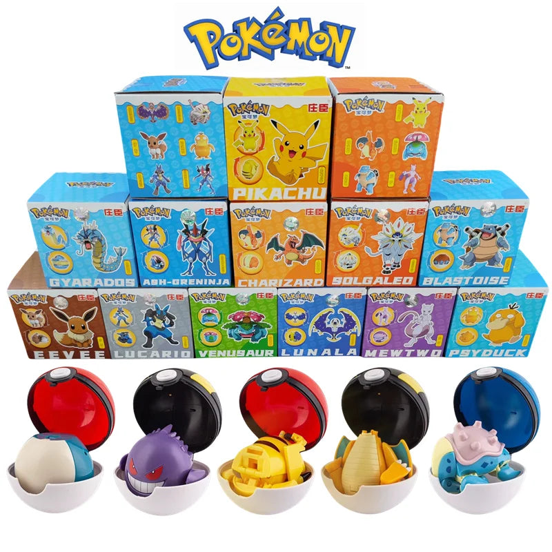 Pokemon Action Figures Set – Pikachu, Gengar, Dragonite, Snorlax & Pokeball Toys