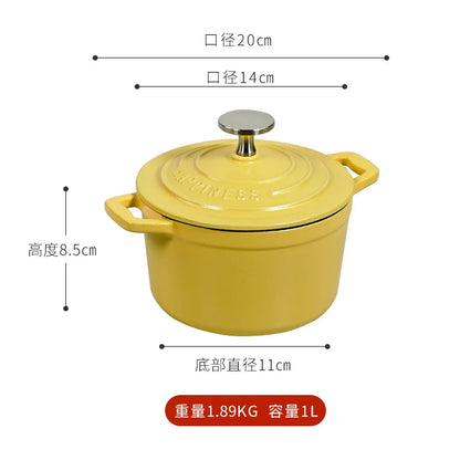 1.5 Quart Mini Cast Iron Dutch Oven - Enameled Cooking Pot for Bread Baking, Stew & Casserole