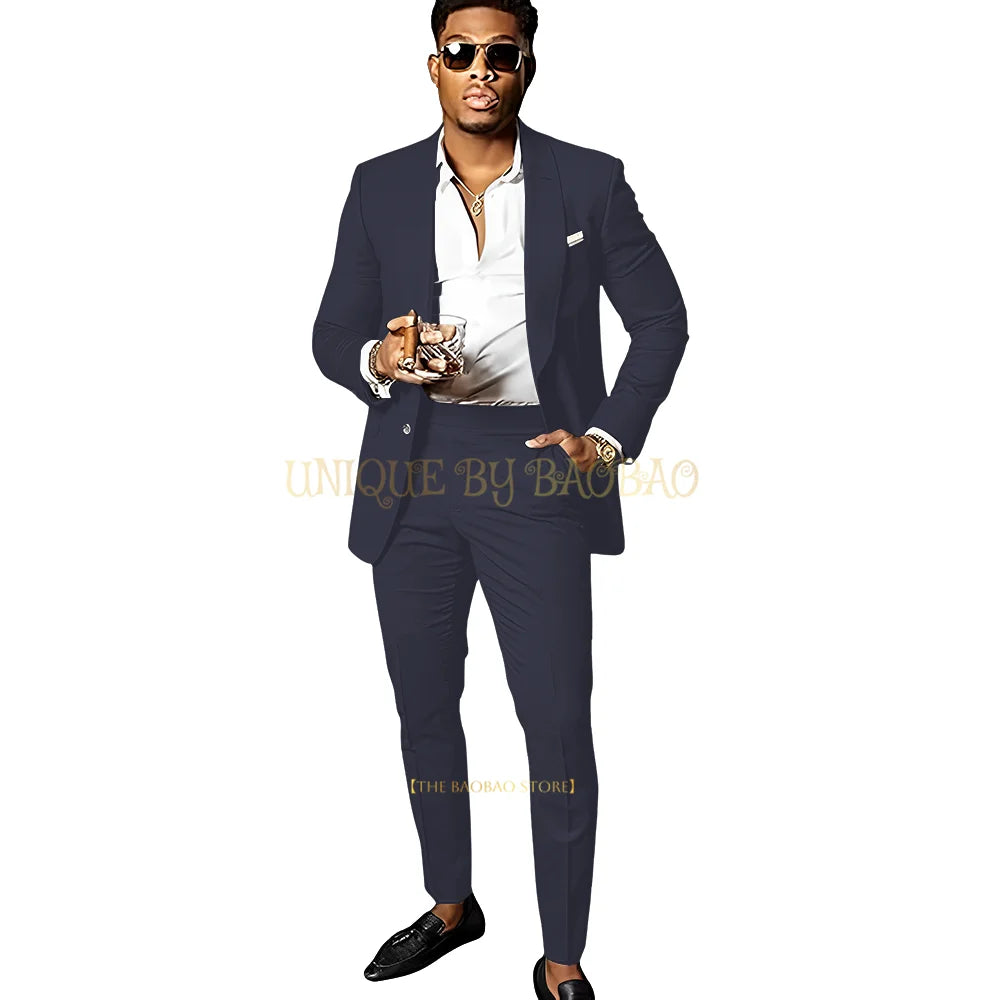 Men's Brown 2 Piece Suit - Shawl Collar Single Breasted Tuxedo Blazer & Pants Set For Wedding, Business & Formal Events
