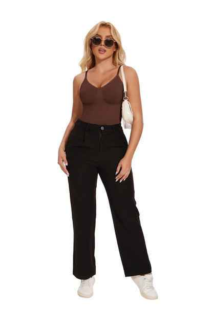 Women’s Bodysuit Shapewear Tank Top — Tummy Control Full Body Shaper with Anti-Chafing Shorts, Waist Trainer & Butt Lifter