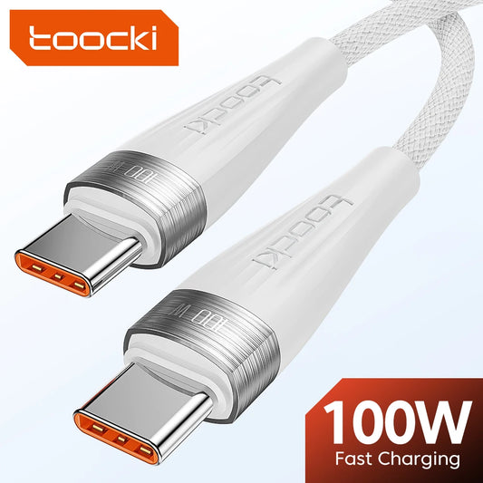 Toocki 240W Type C to Type C Fast Charging Cable 3M for Poco, Huawei, Xiaomi, Samsung - PD Data Charger Cord