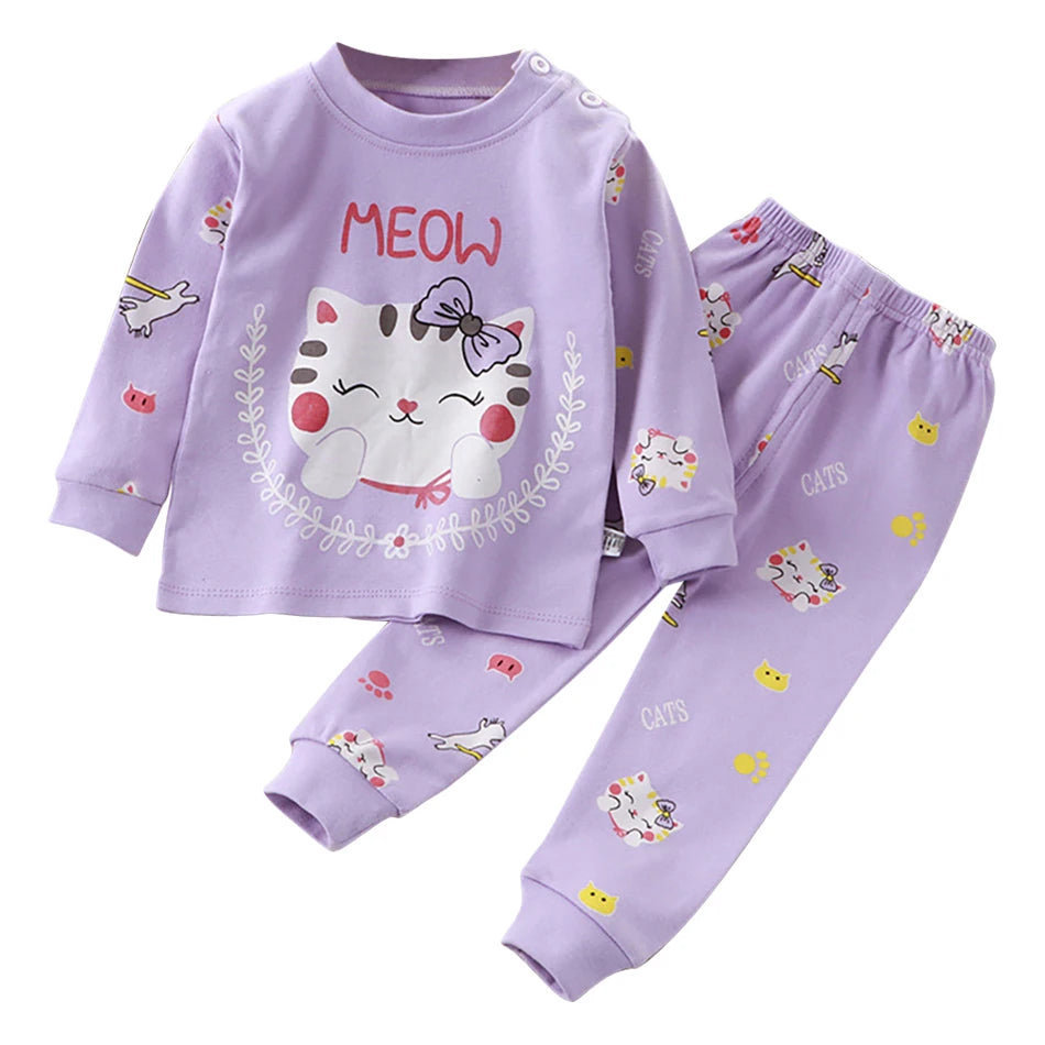 Cute Cartoon Unicorn Kids Pajama Set – Soft, Warm & Durable Unisex Sleepwear for Autumn Everyday Wear