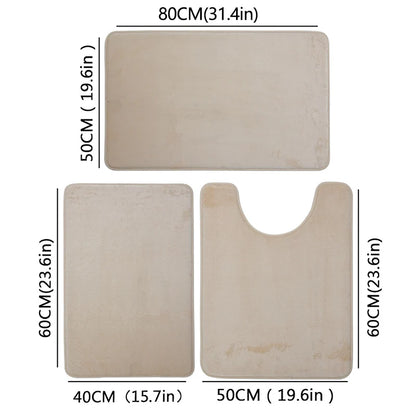3 Piece Bathroom Mat Set – Non-Slip Toilet, Shower & Bath Floor Absorbent Rugs, Soft Comfortable Carpet for Laundry Room