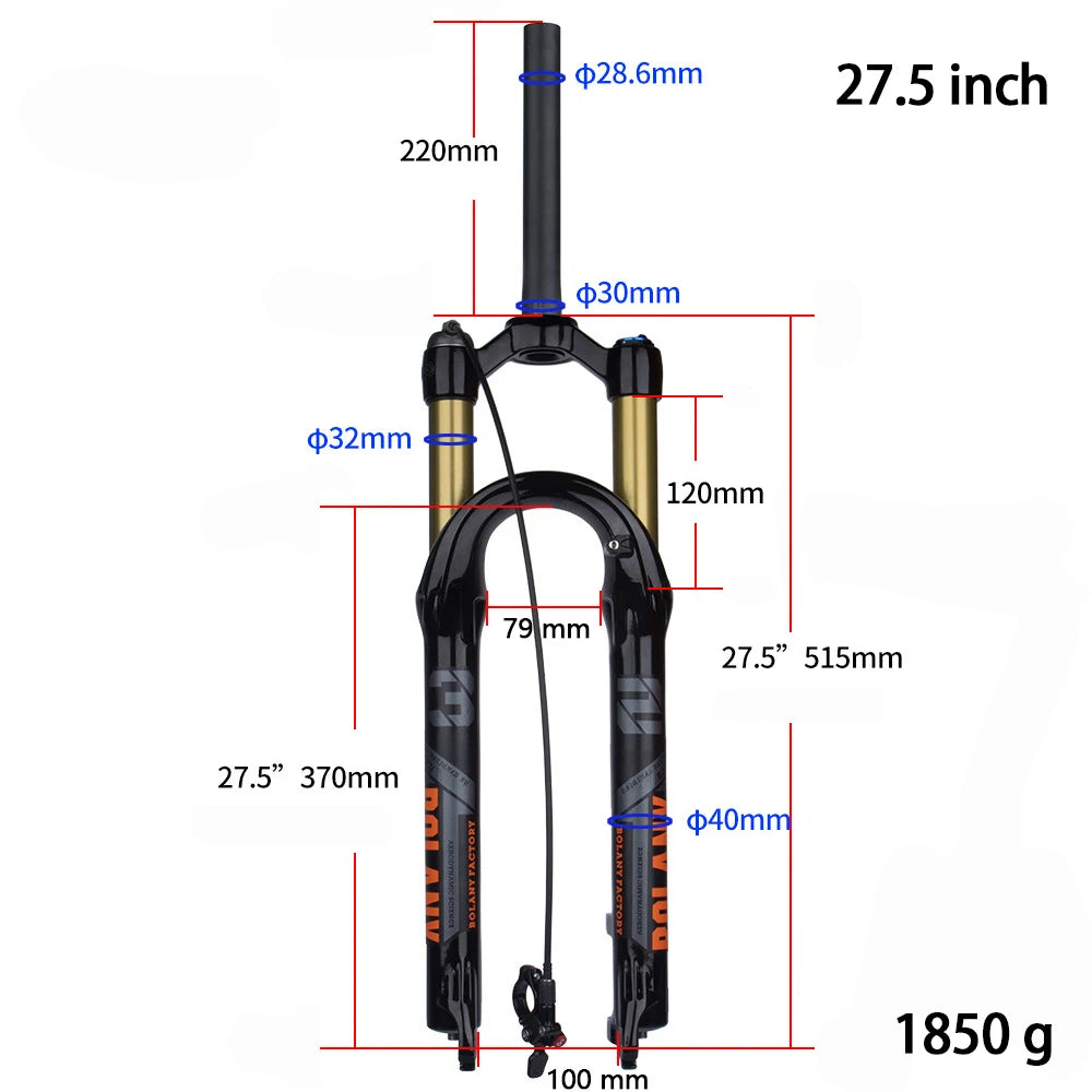 BOLANY Mountain Bike Fork – 29 Inch MTB Air Suspension, Shock Absorbing Fork for Downhill & MTB Bikes