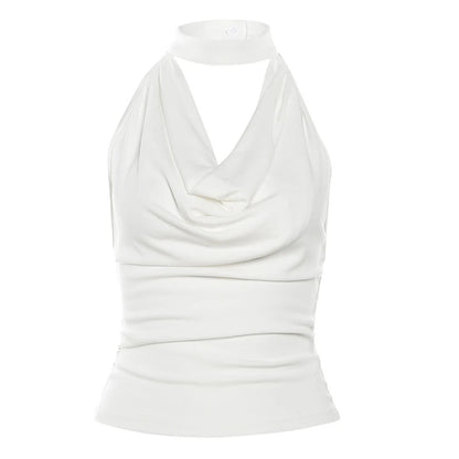 Women’s Solid Color Halter Vest – Casual, Sexy, All-Match Summer Top for Travel & High Street Style