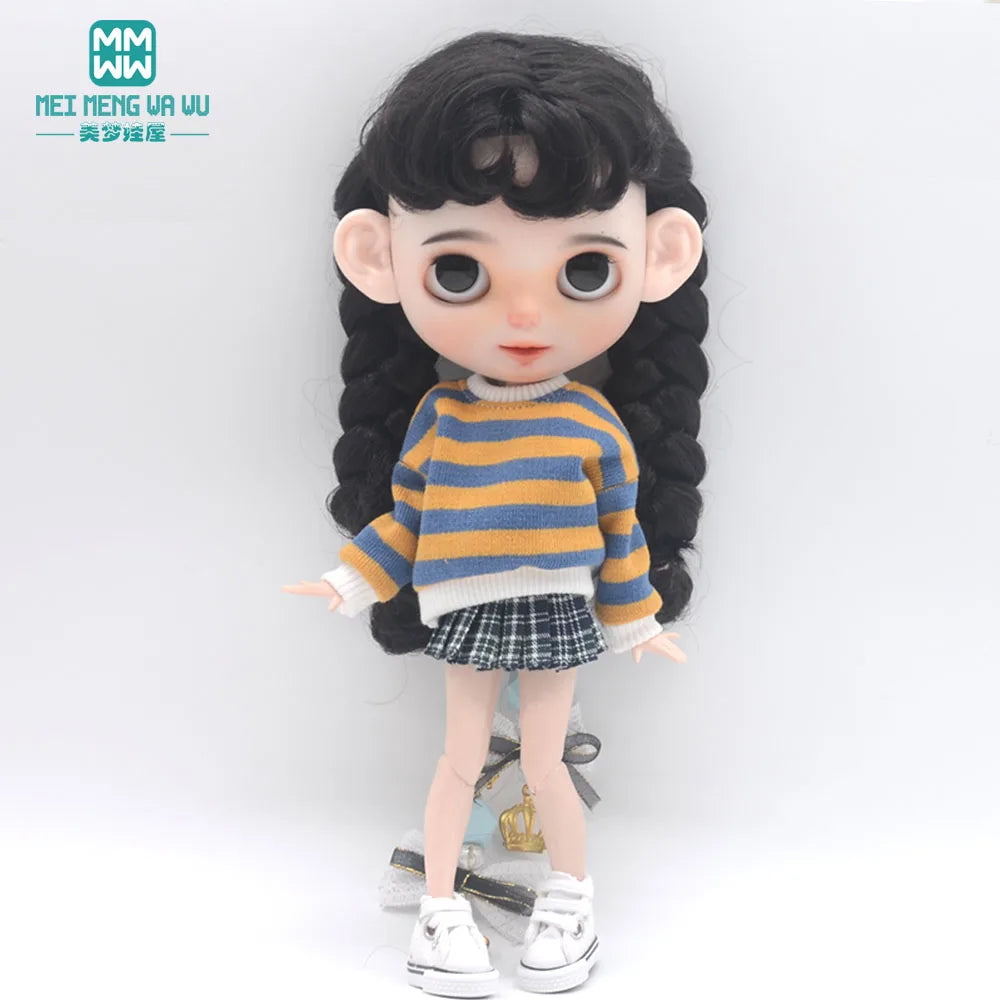 Blythe Doll Accessories Set – Fashion Sweatshirt, Shoe Covers & Sneakers for Blythe & Azone Dolls, Christmas Gift