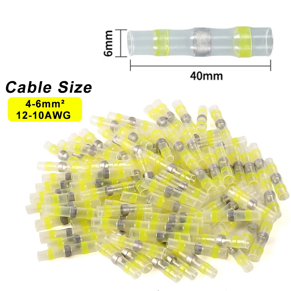 Waterproof Solder Seal Wire Connectors - Heat Shrink Tube Butt Splice Terminals for Secure Electrical Cable Connections