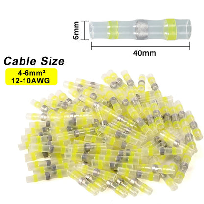 Waterproof Solder Seal Wire Connectors - Heat Shrink Tube Butt Splice Terminals for Secure Electrical Cable Connections