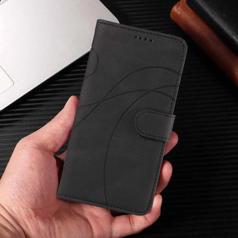 Leather Flip Wallet Case for Motorola Moto G & E Series (G13–G85, E13–E14) – Card Holder Stand Book Cover