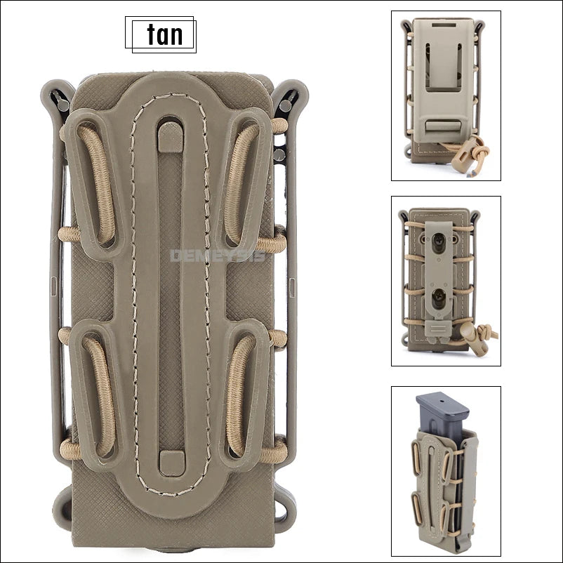 5.56mm & 7.62mm Tactical Fast Mag Pouch - MOLLE Belt Clip Soft Shell Rifle & 9mm Magazine Carrier