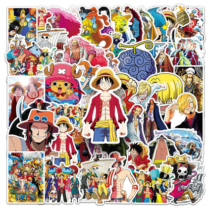 50PCS One Piece Luffy Anime Stickers – Waterproof Cartoon Decal Pack for Notebooks, Phones, Motorcycles & Skateboards