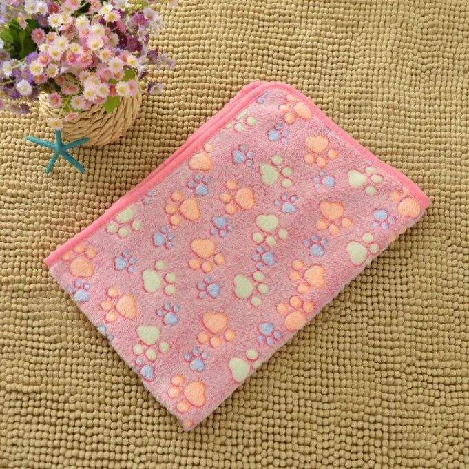 Cute Fleece Pet Bed Mat Cover - Soft Warm Blanket Towel for Small Medium Large Dogs & Cats
