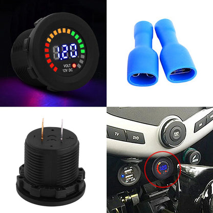 12V Motorcycle LED Digital Display Voltmeter Waterproof Voltage Gauge Meter for Motorbike Battery Monitoring Black Universal Use