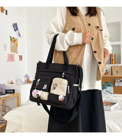 Waterproof Canvas Women’s Handbag – Nylon Shoulder Tote, Oxford Crossbody Messenger Bag for Girls