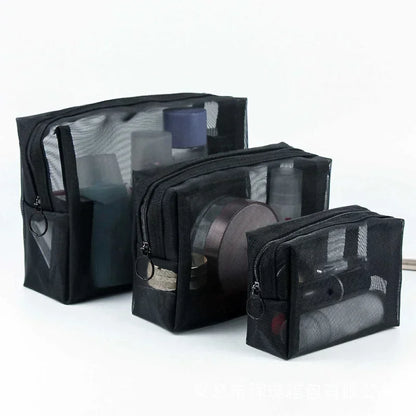 Female Makeup Pouch – Portable Small & Large Mesh Cosmetic Bag, Toiletry Beauty Case, Travel Makeup Organizer Storage Bag
