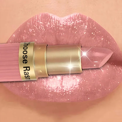 Pearlescent Pink Glitter Lipstick - Waterproof Long-Lasting Matte Metallic Shimmer Makeup
