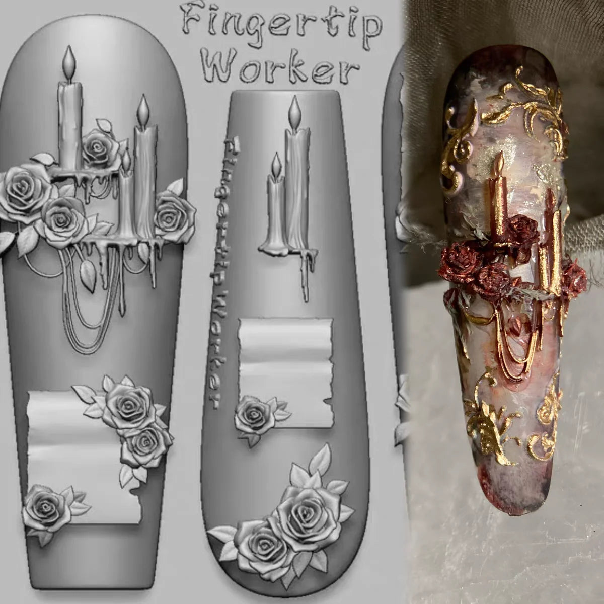 Snake Lolita Bow, Mushroom, Rose, Lotus, Bear 3D Acrylic Nail Mold - DIY Silicone Nail Decorations & Nail Art Products