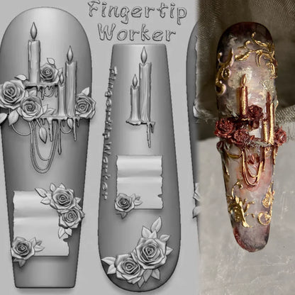 Snake Lolita Bow, Mushroom, Rose, Lotus, Bear 3D Acrylic Nail Mold - DIY Silicone Nail Decorations & Nail Art Products