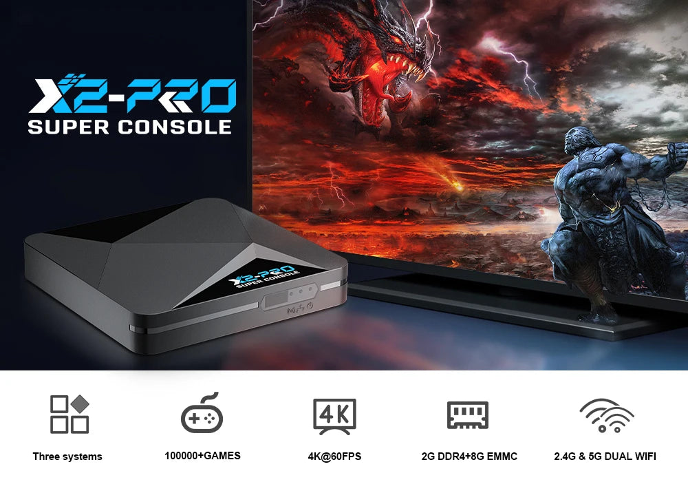 Super Console X2 Pro Retro Video Game Console – 100,000+ Games for MAME, ARCADE, Sega Saturn & DC, 4K HD