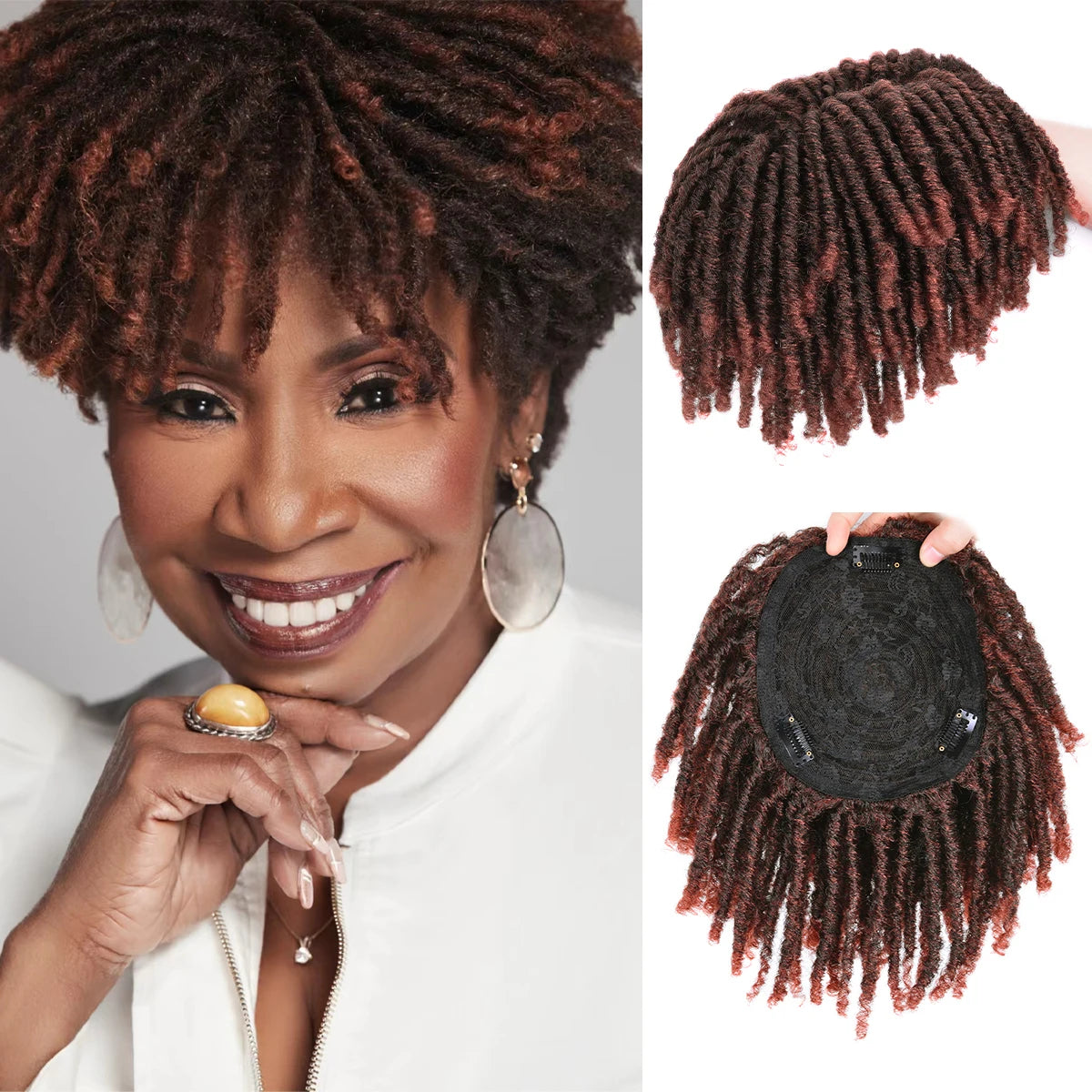 Short Crochet Synthetic Wig with Clips – Afro Braided Half Dreadlock Hair Extensions for Men & Women