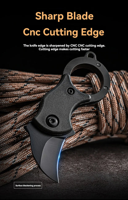 Mini Keychain Pocket Knife – Stainless Steel Camping EDC Tool with Fixed Blade, Peeler, and Portable Chain