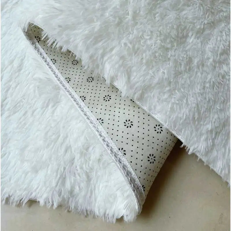 Furry Nordic Style Area Rug – Large Non-Slip Carpet for Living Room, Bedroom & Kids Room, Black/Gray/White Decor