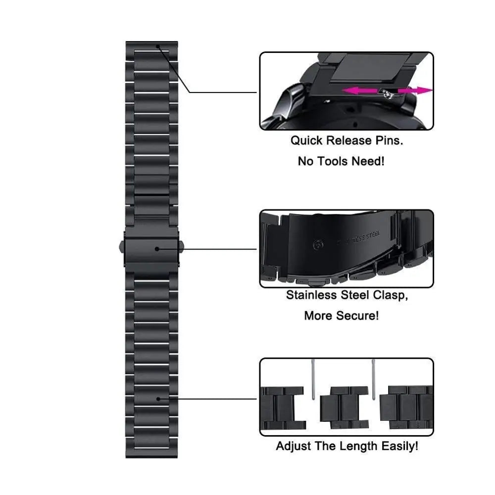 22mm/20mm Metal Watch Strap – Compatible with Garmin Vivoactive 3/4/5, Forerunner 245/645/745/965, Venu 2/3, SQ2 Music