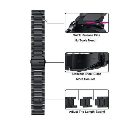 22mm/20mm Metal Watch Strap – Compatible with Garmin Vivoactive 3/4/5, Forerunner 245/645/745/965, Venu 2/3, SQ2 Music