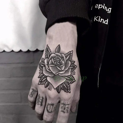 Waterproof Temporary Rose Flower Tattoo Stickers – Fake Flash Body Art for Men & Women Hands and Body