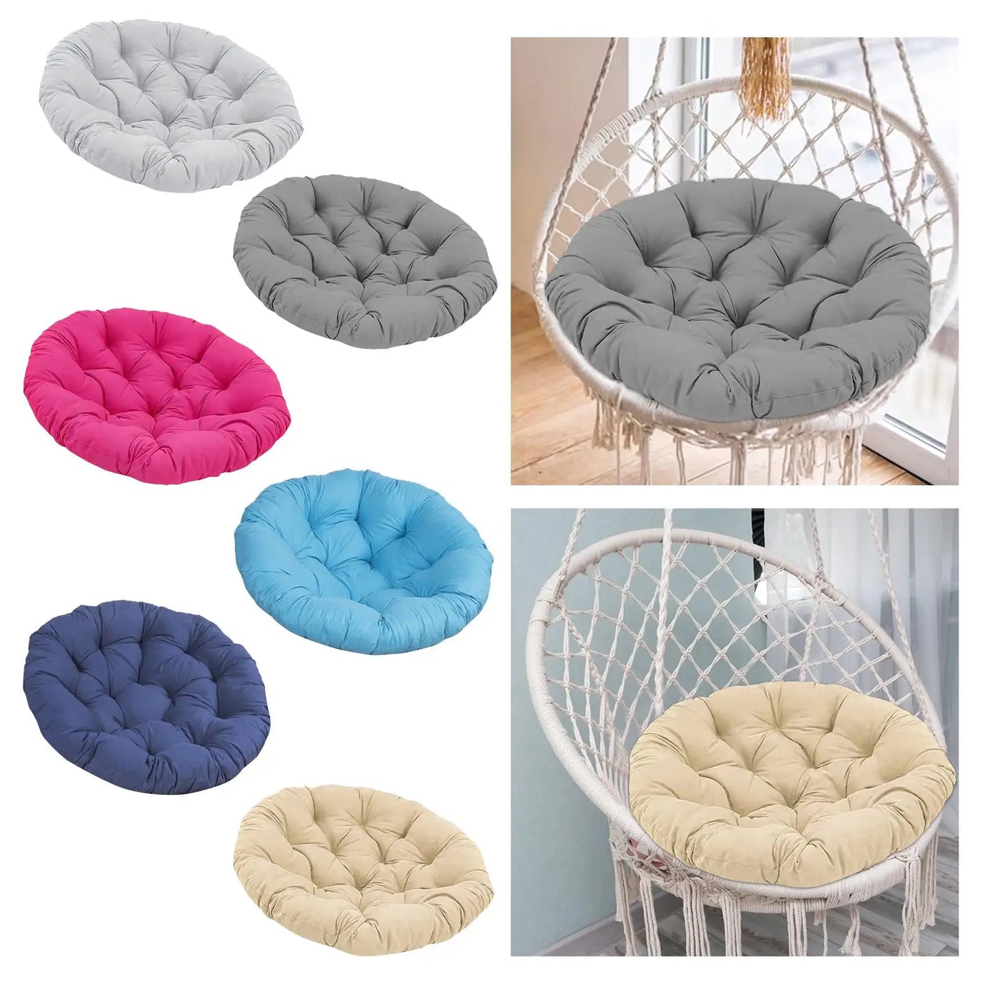 20-Inch Round Papasan Chair Cushion – Thick Egg Chair Mat for Garden, Hanging Basket, Courtyard & Bedroom Accessory