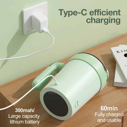 Automatic Rechargeable Electric Coffee Cup Stirrer – Stainless Steel Magnetic Self-Stirring Mug with Detachable Base